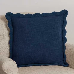 Pillows>Kirklands Home Navy Juna Scalloped Pillow Blue