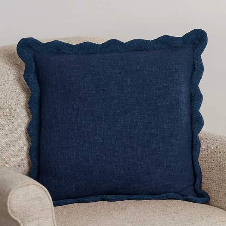Pillows>Kirklands Home Navy Juna Scalloped Pillow Blue