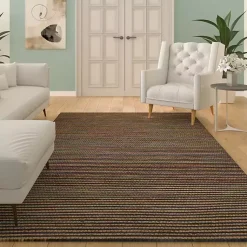 Kirklands Home Navy Jute and Wool Woven Area Rug, 5x8
