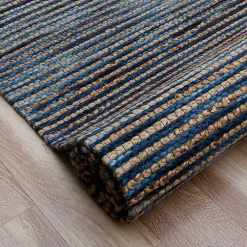Kirklands Home Navy Jute and Wool Woven Area Rug, 5x8