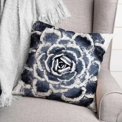 Pillows>Kirklands Home Navy Large Succulent Pillow Blue