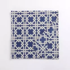 Blankets & Throws>Kirklands Home Navy Lattice Pattern Fleece Throw
