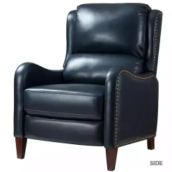 Kirklands Home Navy Leather Nailhead Traditional Recliner Blue Discount