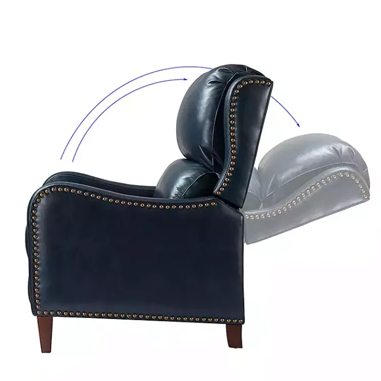 Kirklands Home Navy Leather Nailhead Traditional Recliner Blue Discount