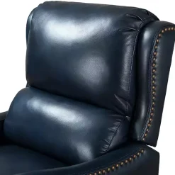 Kirklands Home Navy Leather Nailhead Traditional Recliner Blue Discount