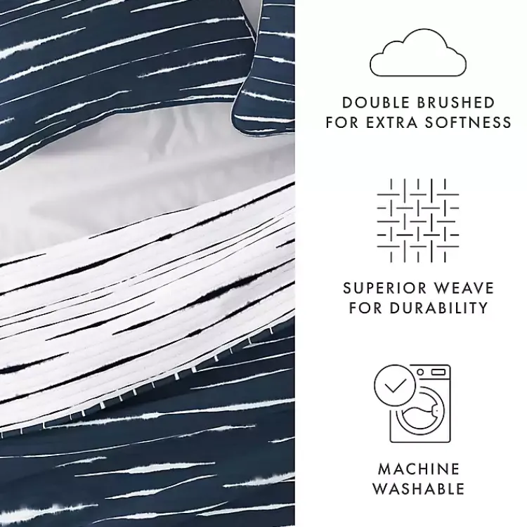 Kirklands Home Navy Linear Reversible 2-pc. Twin Quilt Set New
