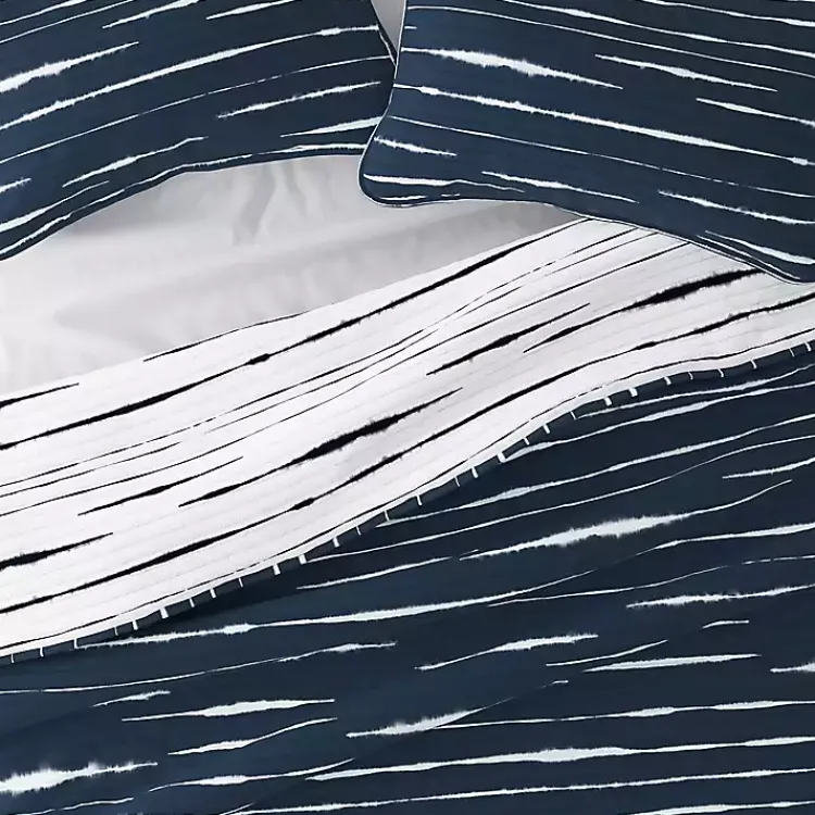 Kirklands Home Navy Linear Reversible 3-pc. King Quilt Set Discount