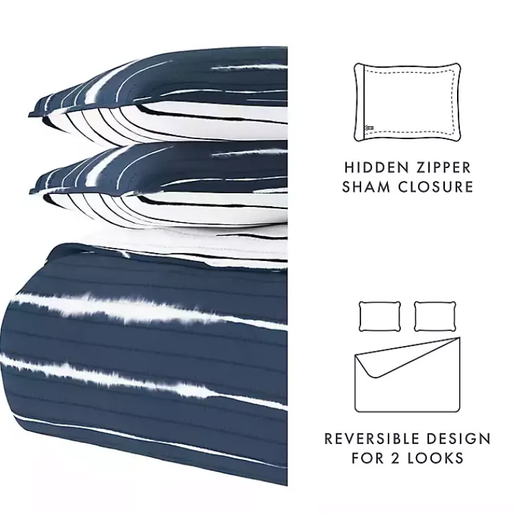 Kirklands Home Navy Linear Reversible 3-pc. King Quilt Set Discount