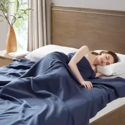 Blankets & Throws>Kirklands Home Navy Liquid Cotton Twin Blanket Blue