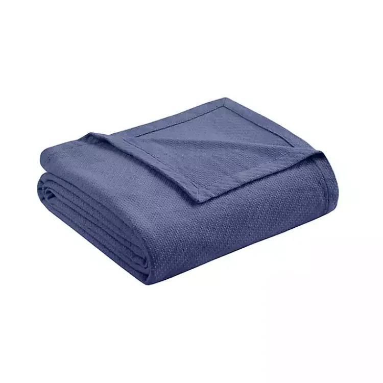 Blankets & Throws>Kirklands Home Navy Liquid Cotton Twin Blanket Blue