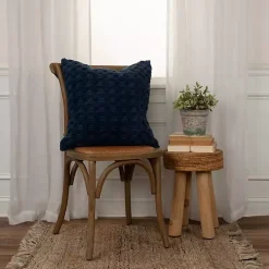Pillows>Kirklands Home Navy Looped Cotton Throw Pillow Blue