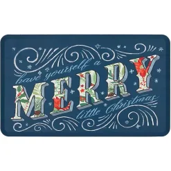 Kirklands Home Navy Merry Little Christmas Kitchen Mat Blue New