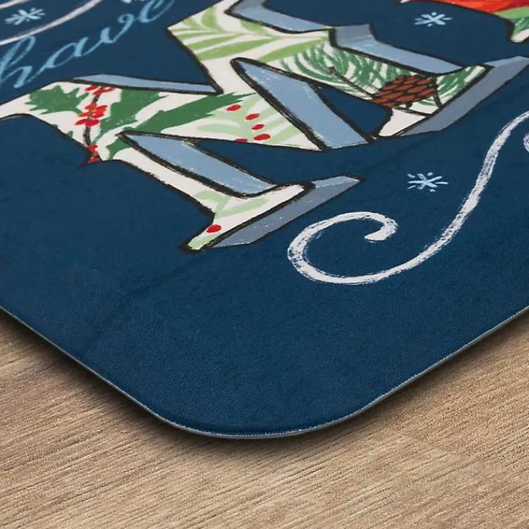 Kirklands Home Navy Merry Little Christmas Kitchen Mat Blue New