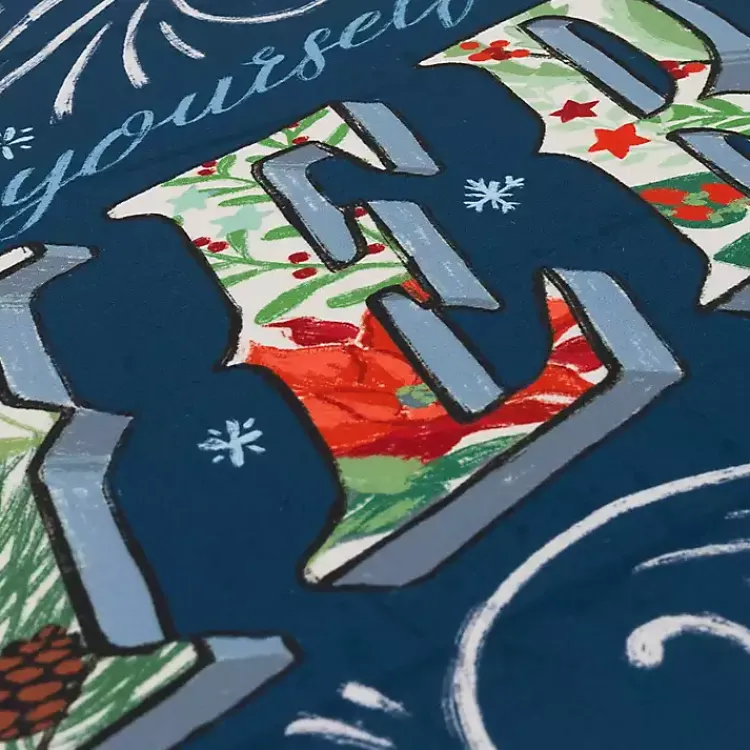 Kirklands Home Navy Merry Little Christmas Kitchen Mat Blue New