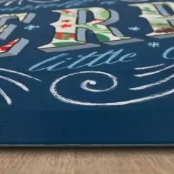 Kirklands Home Navy Merry Little Christmas Kitchen Mat Blue New