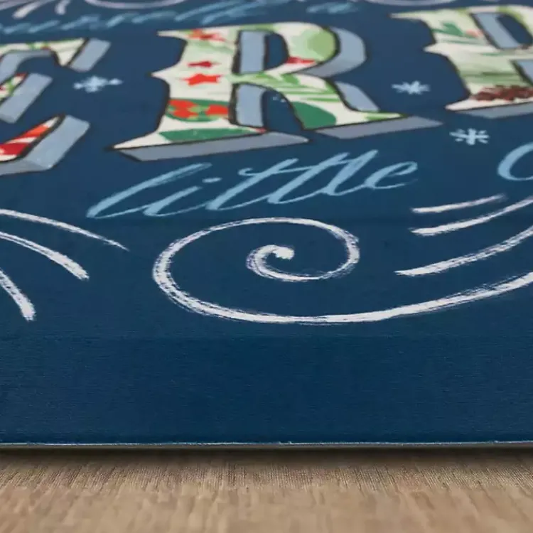 Kirklands Home Navy Merry Little Christmas Kitchen Mat Blue New