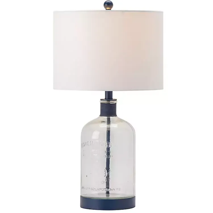 Kirklands Home Navy Metal and Glass Jar Table Lamp White Clearance
