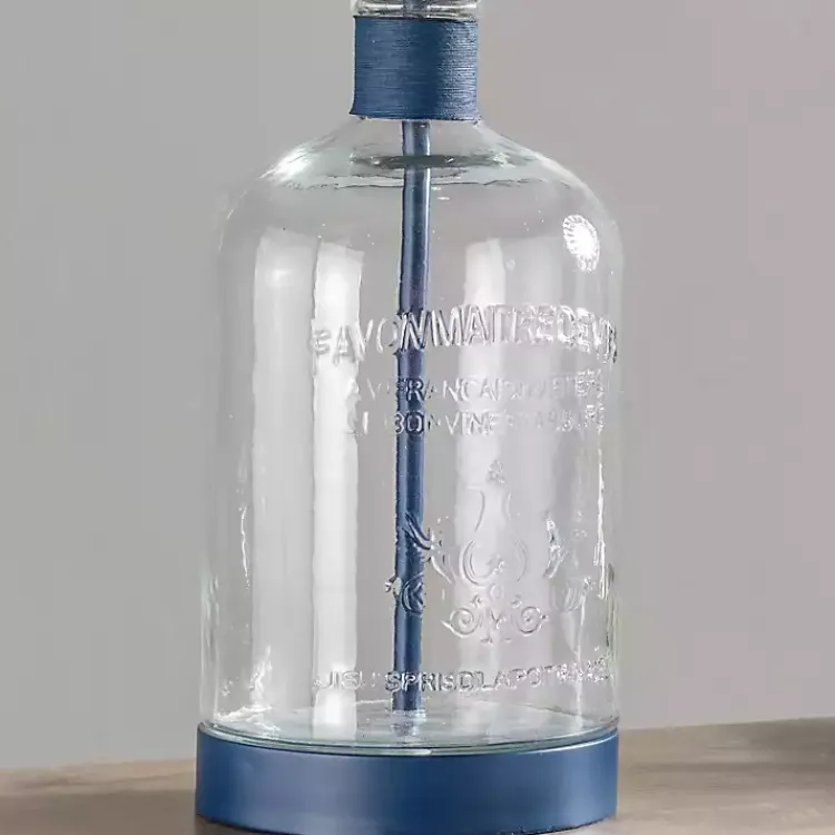 Kirklands Home Navy Metal and Glass Jar Table Lamp White Clearance