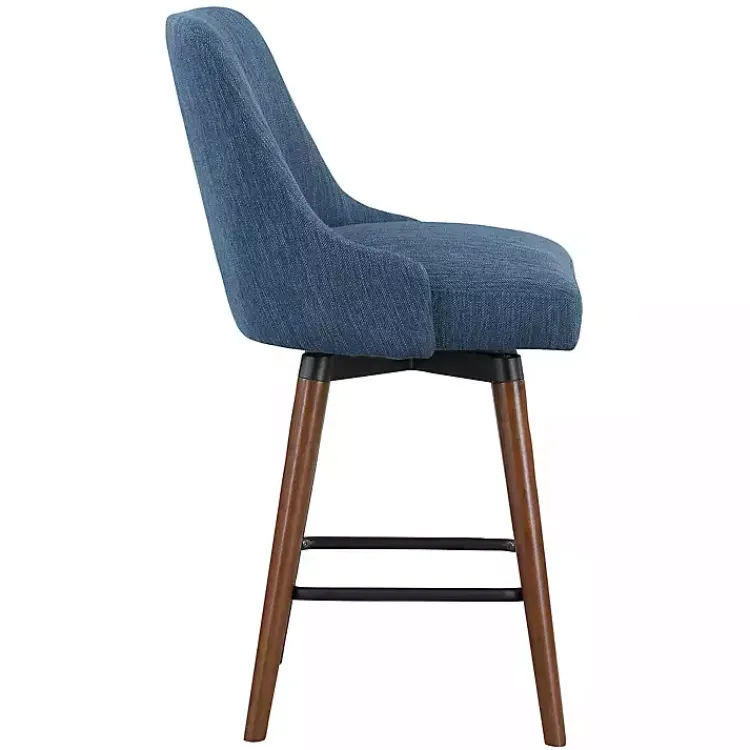 Kirklands Home Navy Mid-Century Modern Swivel Counter Stool Blue Clearance