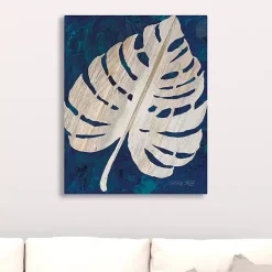 Kirklands Home Navy Monstera Leaf Giclee Canvas Art Print