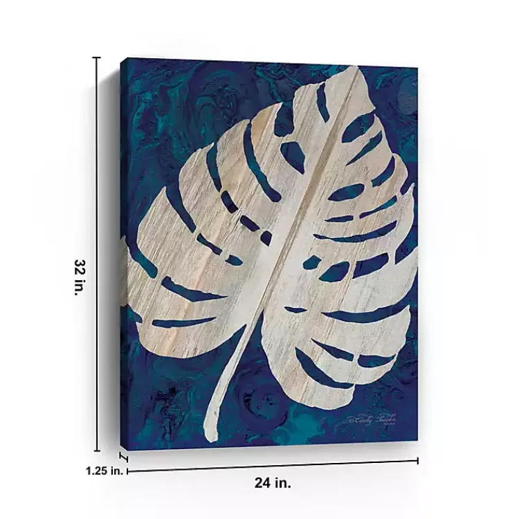 Kirklands Home Navy Monstera Leaf Giclee Canvas Art Print