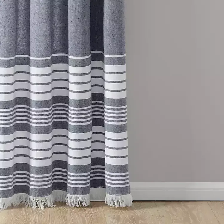 Kirklands Home Navy Nantucket Fringe Curtain Panel Set, 84 in. Discount