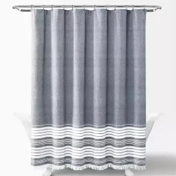 Kirklands Home Navy Nantucket Tassel Fringe Shower Curtain Blue Online