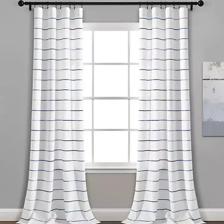 Kirklands Home Navy Ombre Stripe Curtain Panel Set, 84 in. New