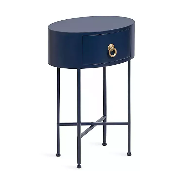 Kirklands Home Navy Oval Decklyn Accent Table Blue