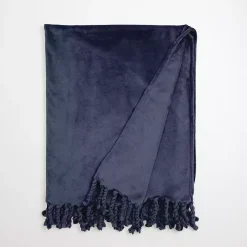Blankets & Throws>Kirklands Home Navy Perfectly Plush Throw Blue