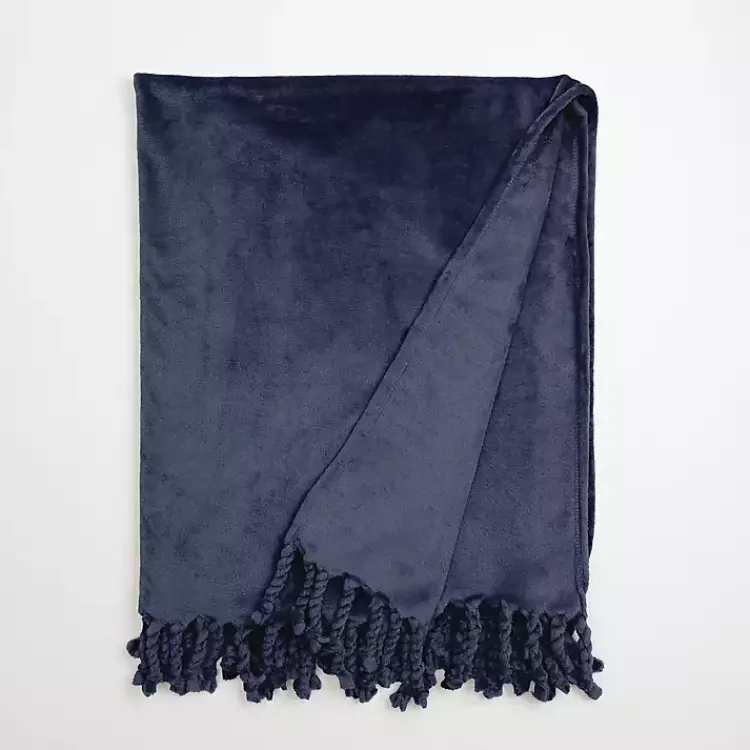 Blankets & Throws>Kirklands Home Navy Perfectly Plush Throw Blue