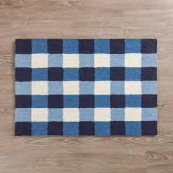 Kirklands Home Navy Plaid Hooked Accent Rug Blue Online