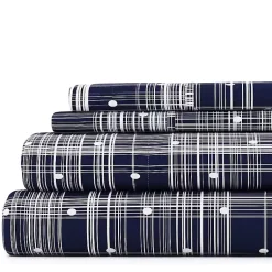 Kirklands Home Navy Plaid Polka Dot 3-pc. Twin Sheet Set Blue Hot