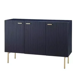 Kirklands Home Navy Ribbed Wood Sideboard Cabinet Blue Discount