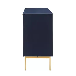 Kirklands Home Navy Ribbed Wood Sideboard Cabinet Blue Discount