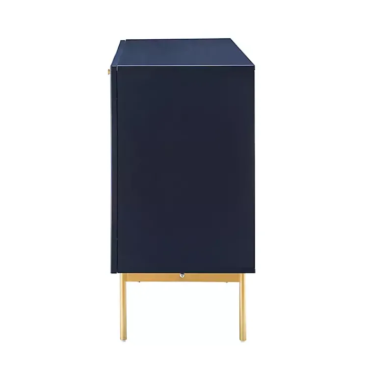 Kirklands Home Navy Ribbed Wood Sideboard Cabinet Blue Discount
