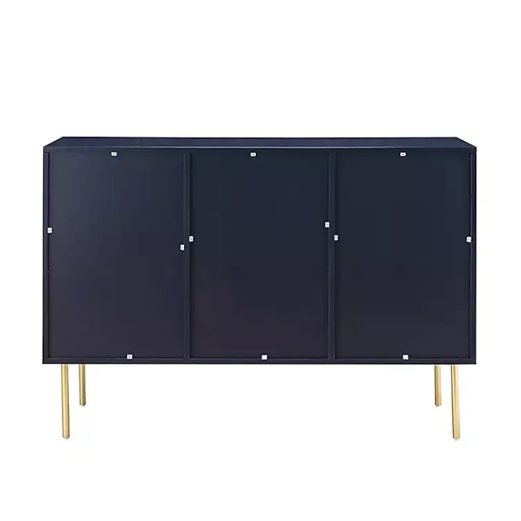 Kirklands Home Navy Ribbed Wood Sideboard Cabinet Blue Discount