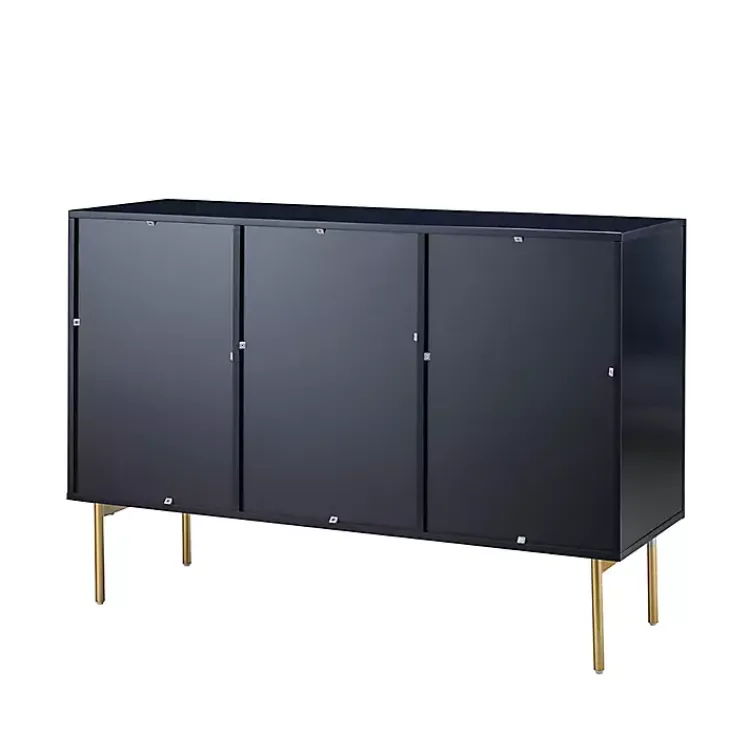 Kirklands Home Navy Ribbed Wood Sideboard Cabinet Blue Discount