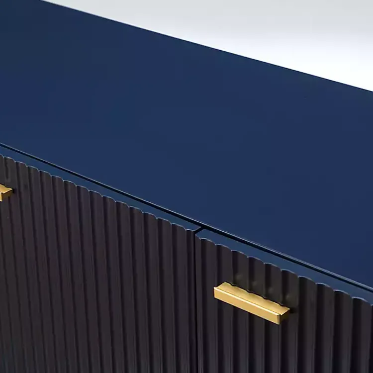 Kirklands Home Navy Ribbed Wood Sideboard Cabinet Blue Discount