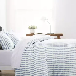 Kirklands Home Navy Rugged Stripes Puffed 3-pc. King Duvet Set Blue New