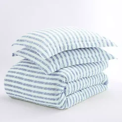 Kirklands Home Navy Rugged Stripes Puffed 3-pc. King Duvet Set Blue New