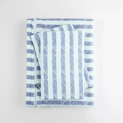 Kirklands Home Navy Rugged Stripes Puffed 3-pc. King Duvet Set Blue New