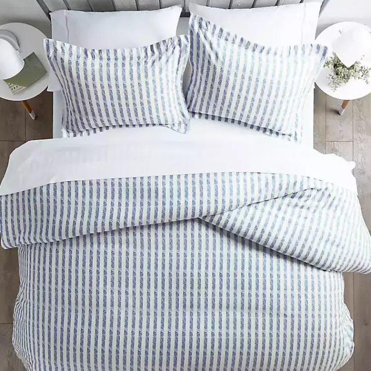Kirklands Home Navy Rugged Stripes Puffed 3-pc. Queen Duvet Set Online