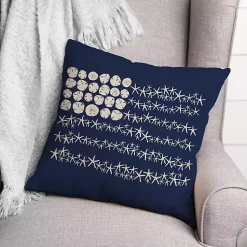 Kirklands Home Navy Sand Dollar and Starfish Outdoor Throw Pillow Discount