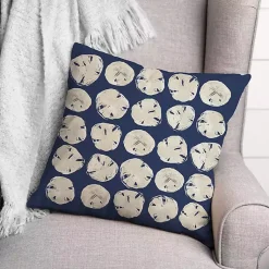 Kirklands Home Navy Sand Dollar Outdoor Throw Pillow Clearance