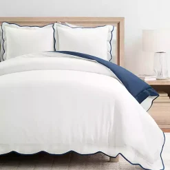 Kirklands Home Navy Scallop Edge 3-pc. Full/Queen Duvet Cover Set Hot