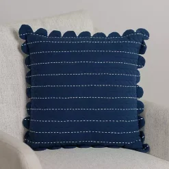 Pillows>Kirklands Home Navy Scalloped Edge Pillow Blue