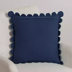 Pillows>Kirklands Home Navy Scalloped Edge Pillow Blue