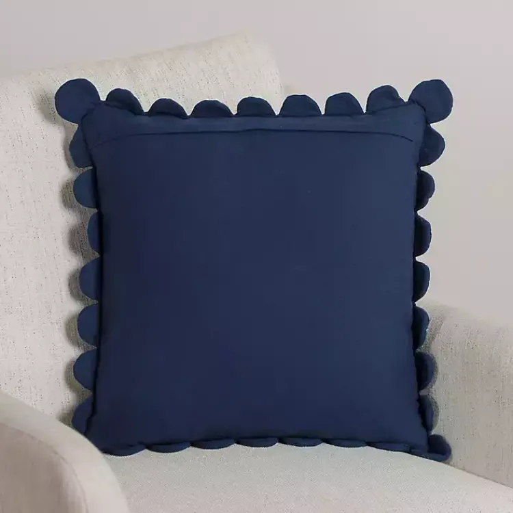 Pillows>Kirklands Home Navy Scalloped Edge Pillow Blue