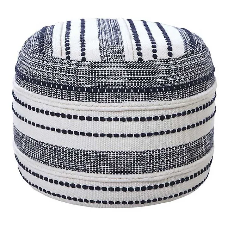 Poufs & Floor Cushions>Kirklands Home Navy Seaside Textured Stripe Pouf